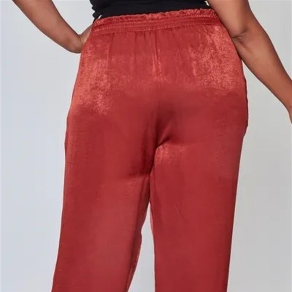 Plus Size Rust Frill Waist Belted Pants - Picture 3 of 3
